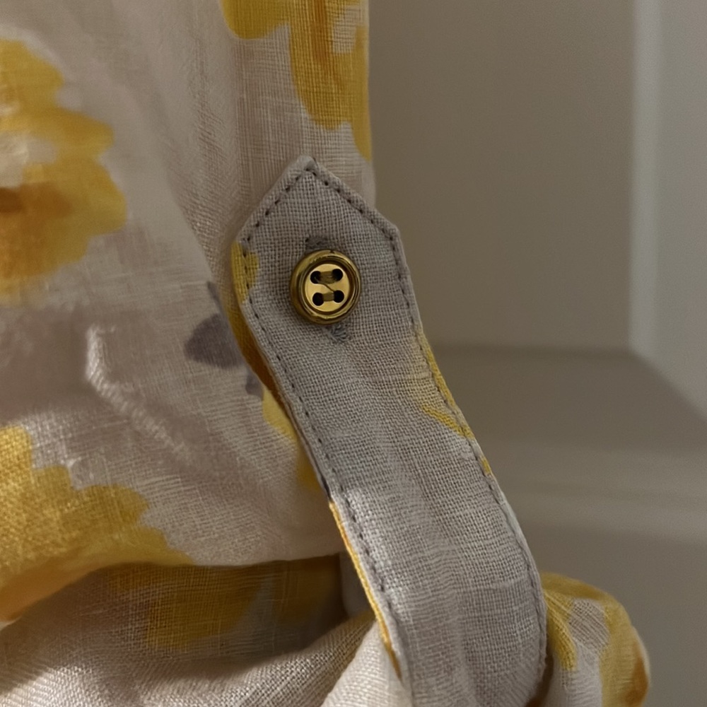 Charter Club Luxury 100% Linen size Large yellow and tan button down casual - Picture 6 of 11